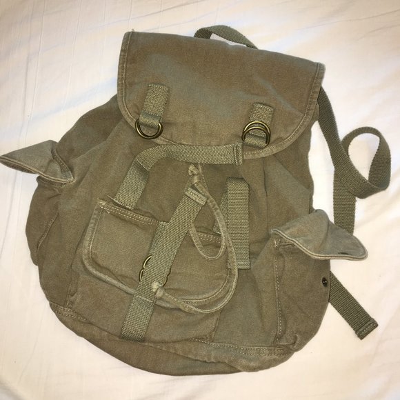 VINTAGE 2010s NWOT Claire's Green Khaki Girl's Backpack - Picture 2 of 6